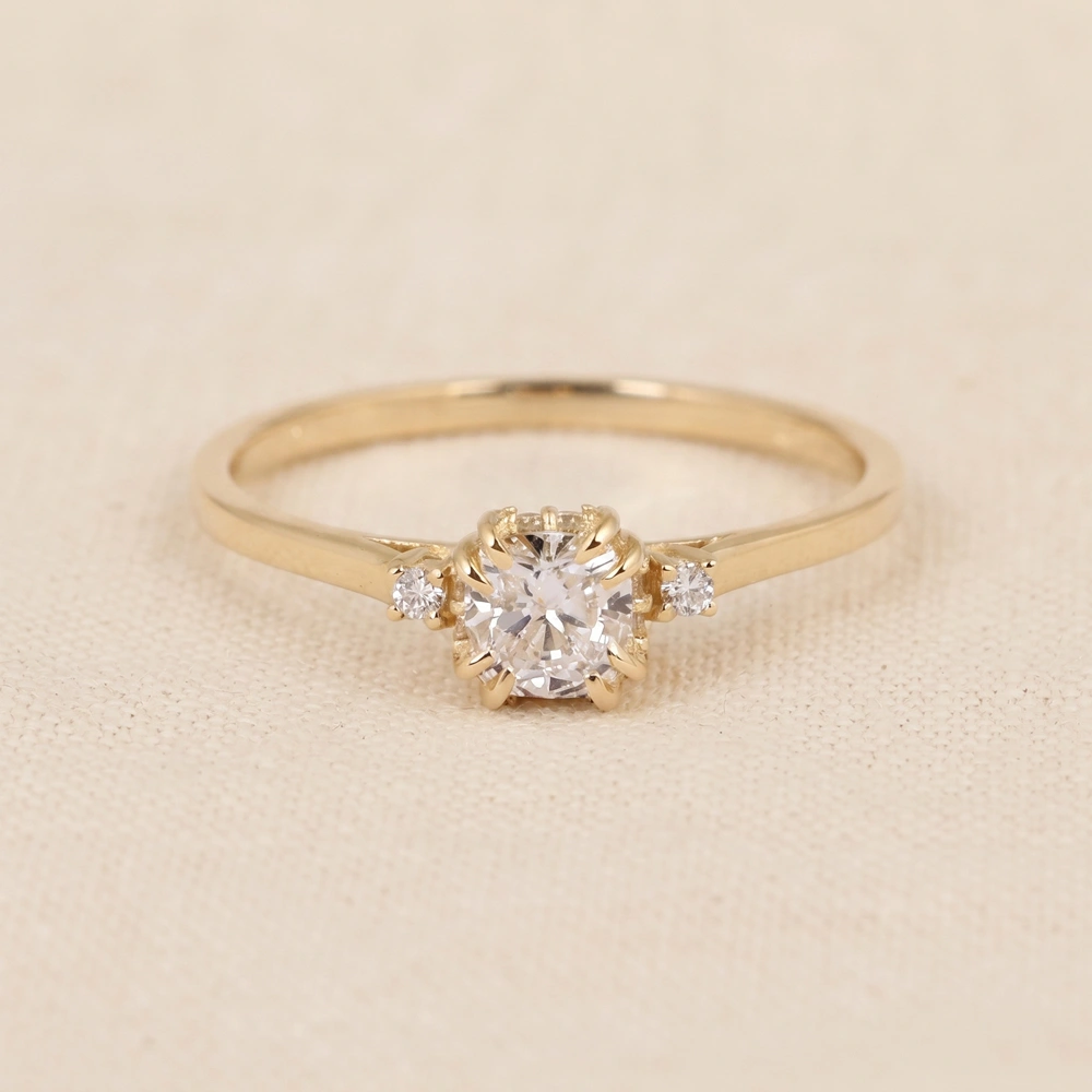 Handcrafted Yellow Gold Solitaire Ring with Lab Diamond Handcrafted Yellow Gold Solitaire Ring with Lab Diamond