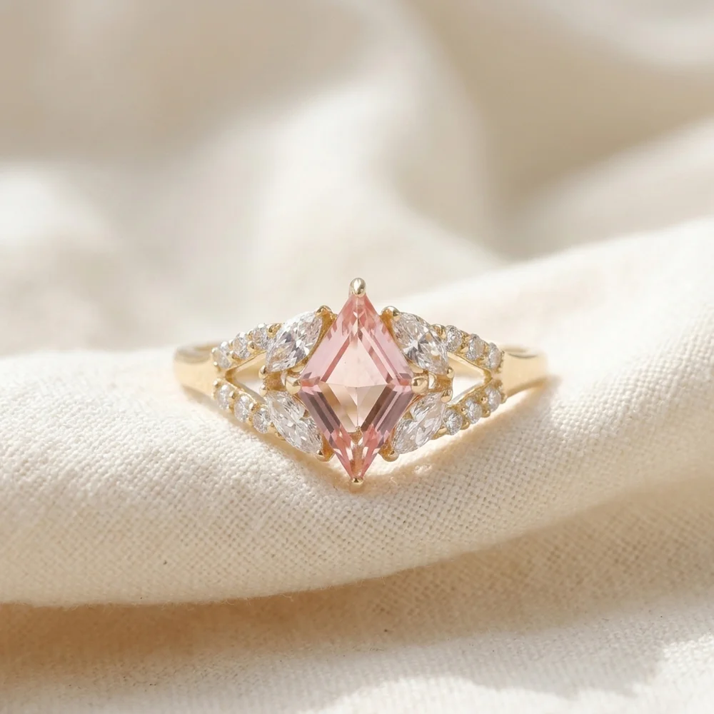 Lab Grown Diamond Padparadscha Sapphire 9Kt Yellow Gold Ring Lab Grown Diamond Padparadscha Sapphire 9Kt Yellow Gold Ring