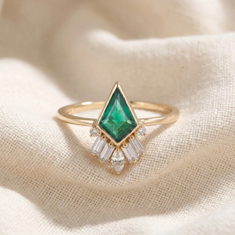 Lab Grown Diamond Columbia Emerald 9Kt Yellow Gold Ring Lab Grown Diamond Columbia Emerald 9Kt Yellow Gold Ring