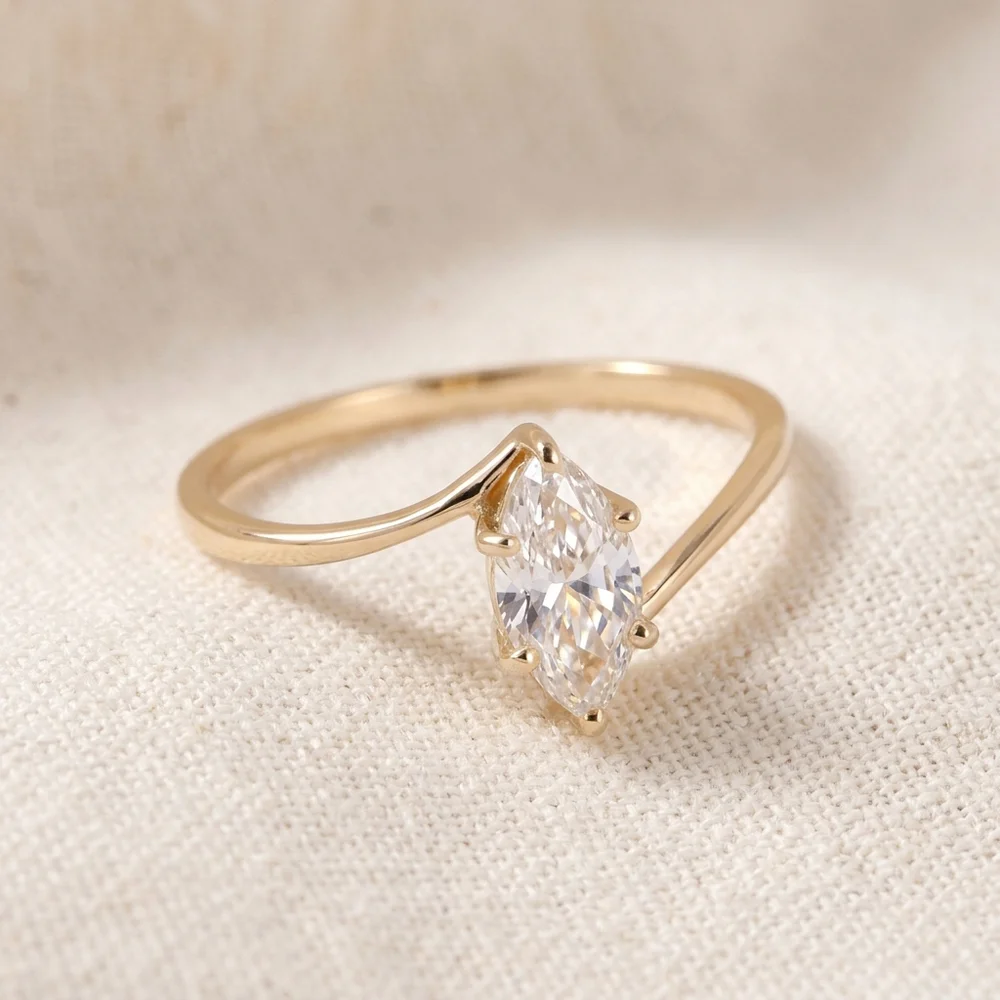 Handcrafted 10 Kt Yellow Gold Ring with Lab Grown Diamond Handcrafted 10 Kt Yellow Gold Ring with Lab Grown Diamond