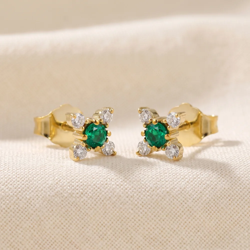 Lab Grown Diamond Columbia Emerald Earrings in 14kt Gold Lab Grown Diamond Columbia Emerald Earrings in 14kt Gold