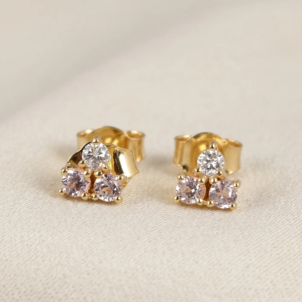 Lab Grown Diamond Padparadscha Sapphire Earrings 9kt Gold Lab Grown Diamond Padparadscha Sapphire Earrings 9kt Gold