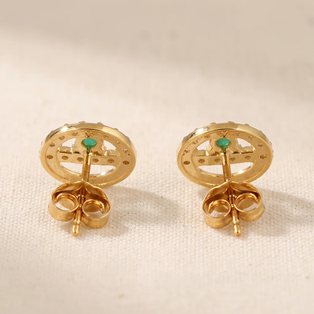 Lab Grown Diamond Columbia Emerald Earrings 9Kt Gold Lab Grown Diamond Columbia Emerald Earrings 9Kt Gold