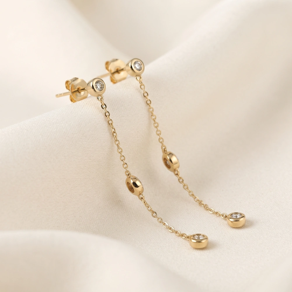 Bulk 9Kt Yellow Gold Dangle Earrings with Lab Grown Diamond Bulk 9Kt Yellow Gold Dangle Earrings with Lab Grown Diamond