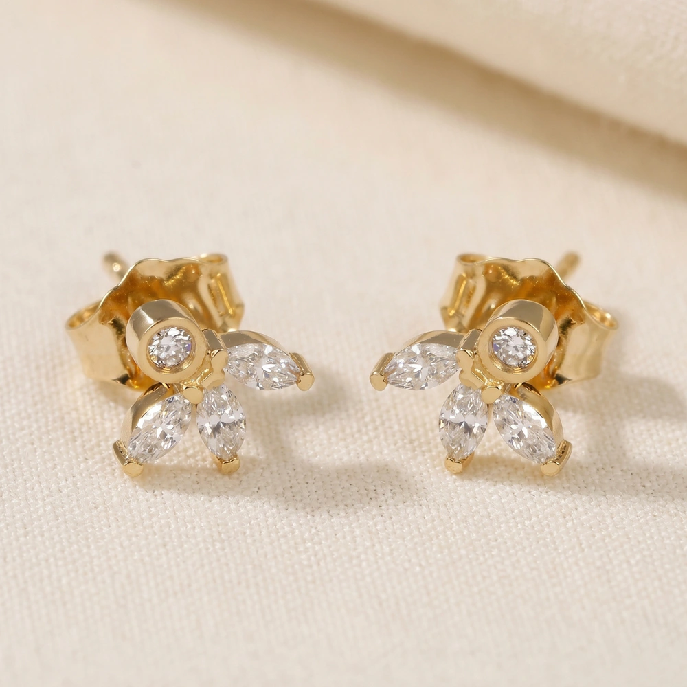 9kt Solid Yellow Gold Earrings with Lab Grown Diamond