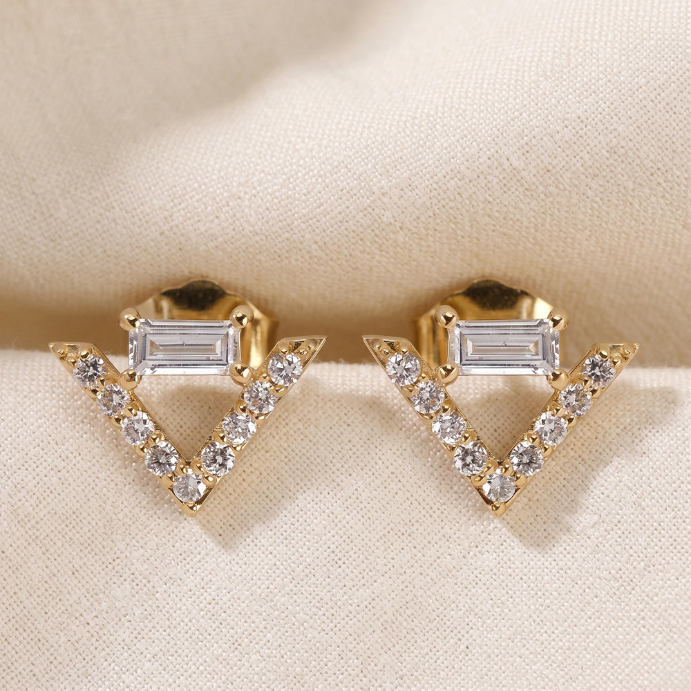 9Kt Yellow Gold Solid Earrings with Lab Grown Diamond Bulk