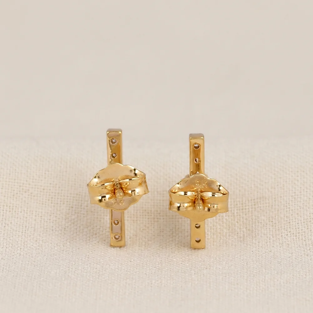 9Kt Gold Earrings with Lab Grown Diamond, Royal Blue Sapphire 9Kt Gold Earrings with Lab Grown Diamond, Royal Blue Sapphire