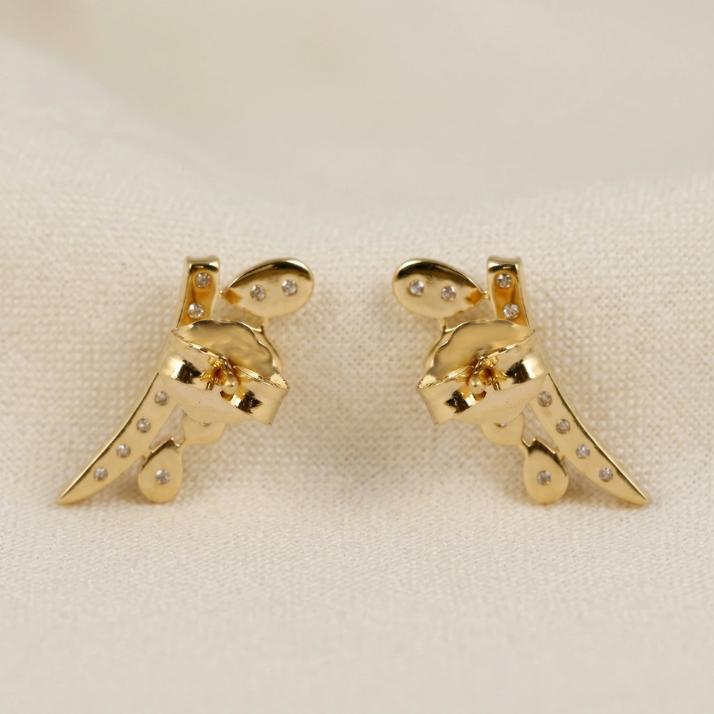 9 Kt Yellow Gold Earrings Production with Lab Grown Diamond 9 Kt Yellow Gold Earrings Production with Lab Grown Diamond
