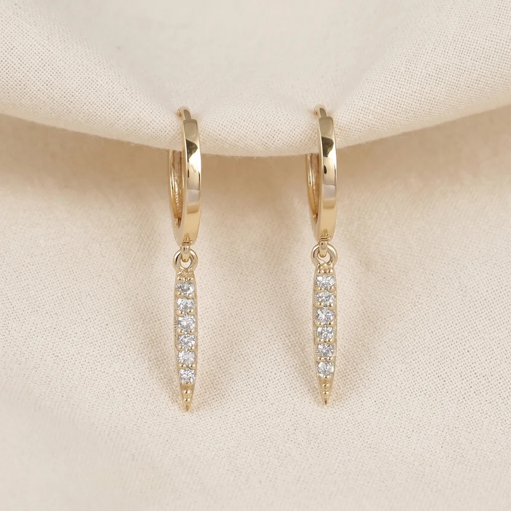 9Kt Solid Yellow Gold Huggies Earrings with Lab Grown Diamond 9Kt Solid Yellow Gold Huggies Earrings with Lab Grown Diamond