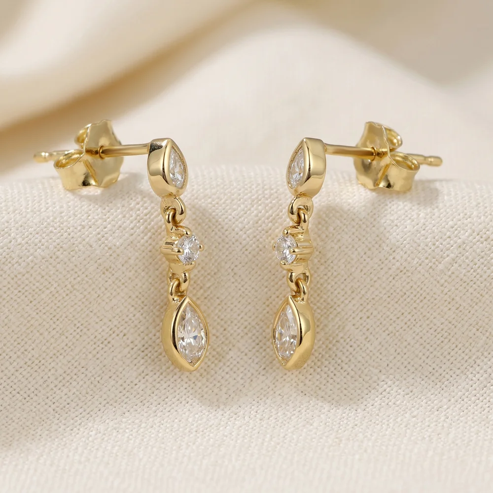 Bulk 9Kt Gold Drop Earrings with Lab Grown Diamond Bulk 9Kt Gold Drop Earrings with Lab Grown Diamond
