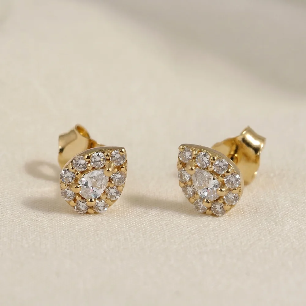 Bulk 9Kt Yellow Solid Gold Studs with Lab Grown Diamond