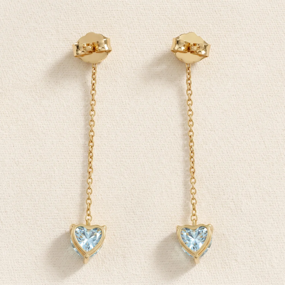 Lab Paraiba Tourmaline Diamond Gold Threader Earrings Lab Paraiba Tourmaline Diamond Gold Threader Earrings