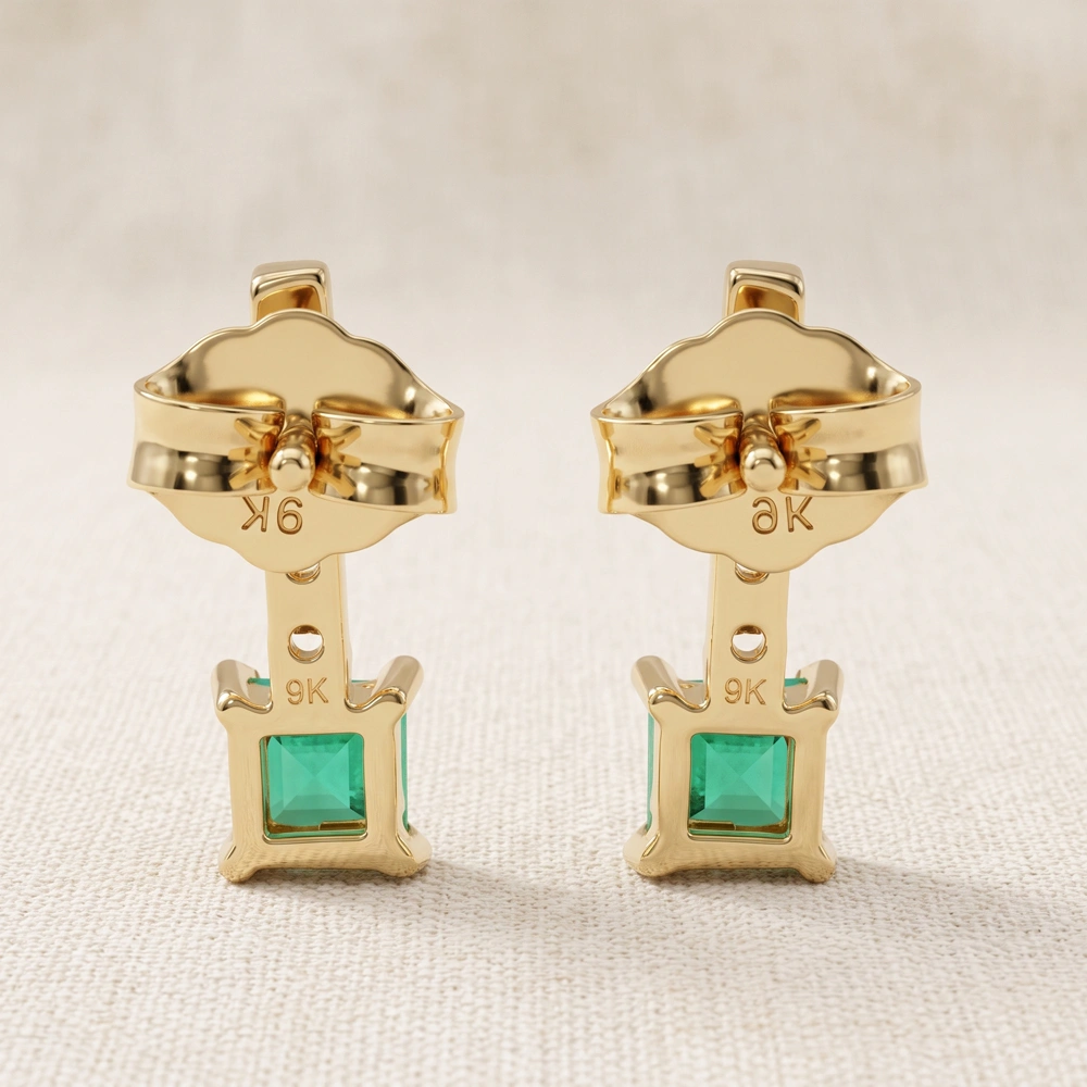 9Kt Yellow Gold Earrings with Lab Grown Diamond 9Kt Yellow Gold Earrings with Lab Grown Diamond