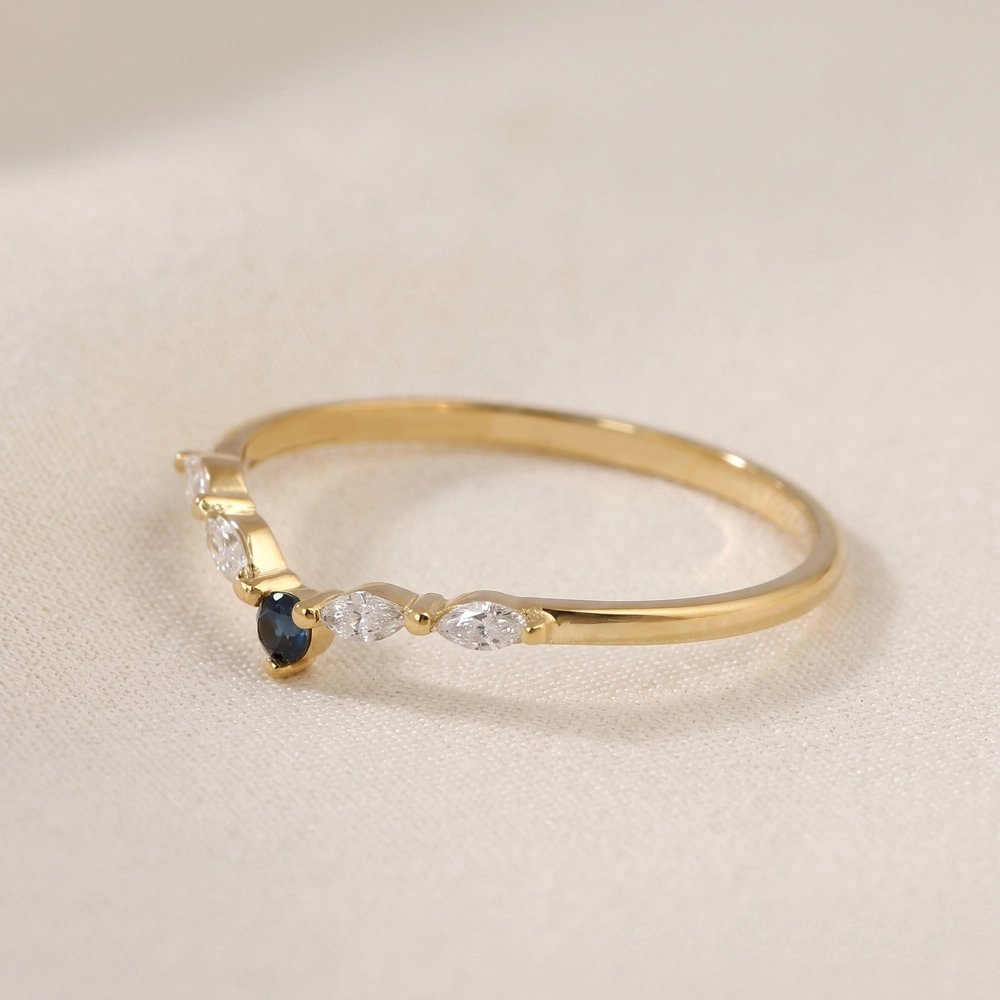 London Blue Topaz Yellow Gold Ring With Lab Grown Diamond