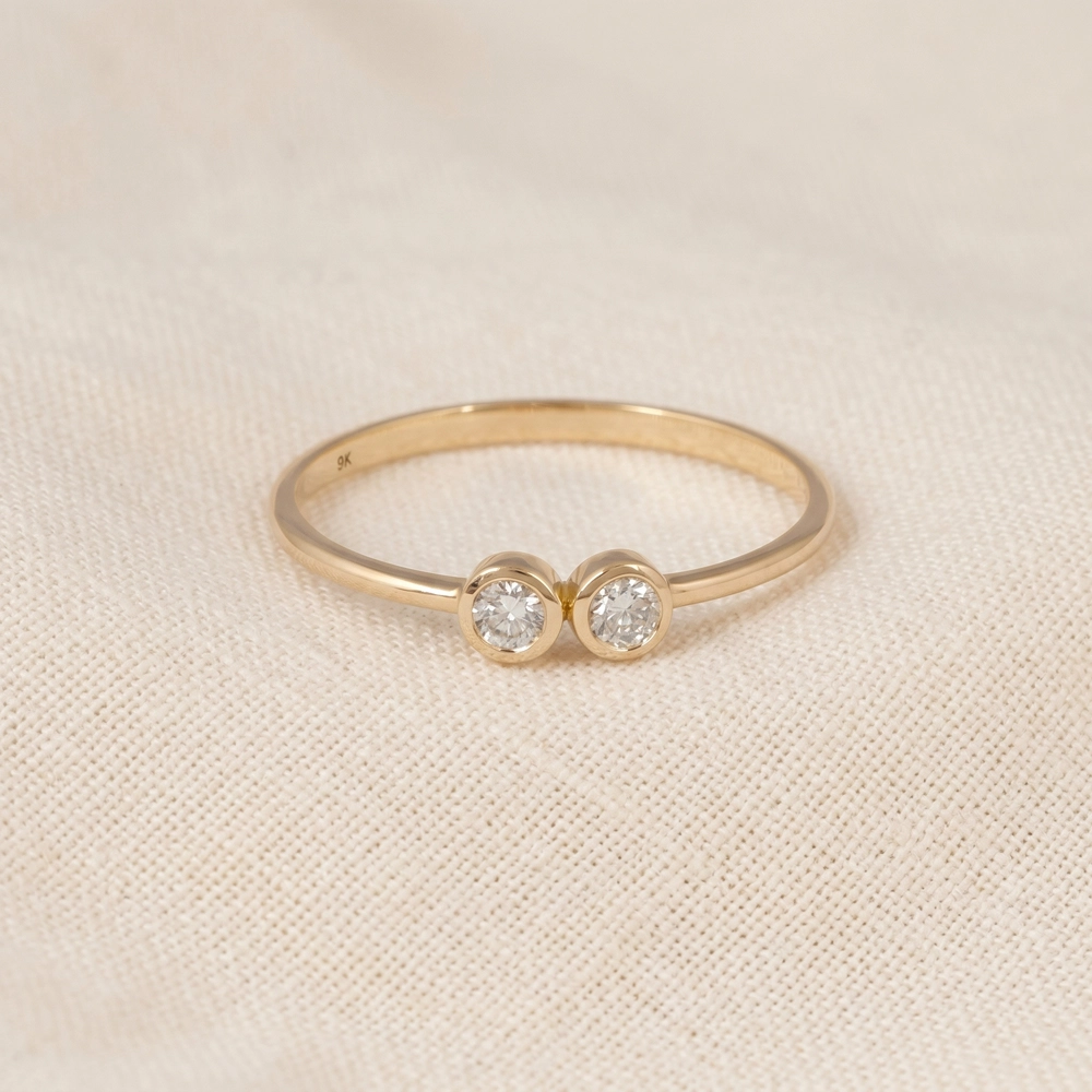 Eco Friendly Yellow Gold Delicate Ring With Lab Grown Diamond