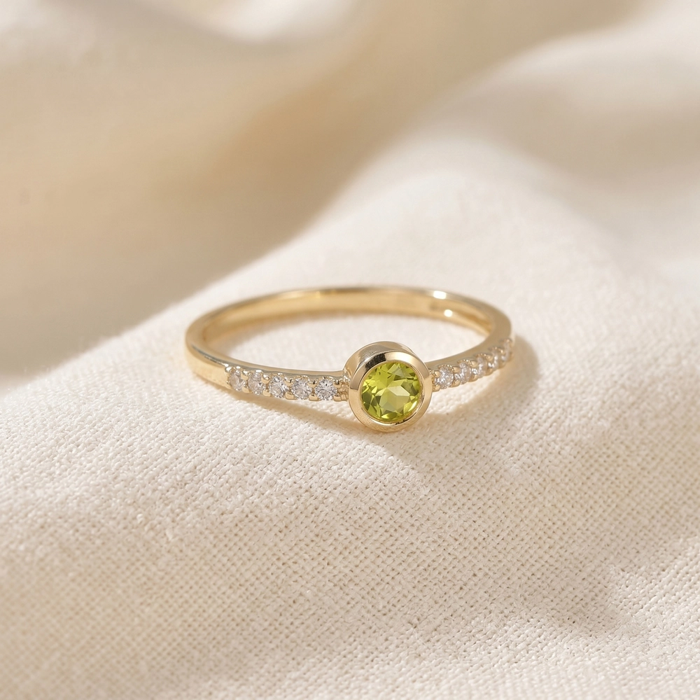 Yellow Gold Ring With Lab Grown Diamond, Yellow Sapphire Yellow Gold Ring With Lab Grown Diamond, Yellow Sapphire
