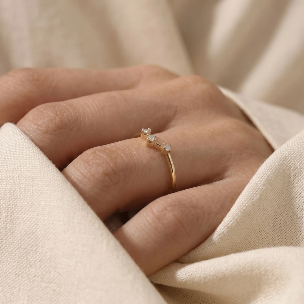Lab Grown Diamond Delicate Ring In 9Kt Solid Yellow Gold Lab Grown Diamond Delicate Ring In 9Kt Solid Yellow Gold