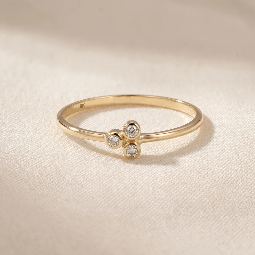 9Kt Solid Yellow Gold Ring With Lab Grown Diamond 9Kt Solid Yellow Gold Ring With Lab Grown Diamond