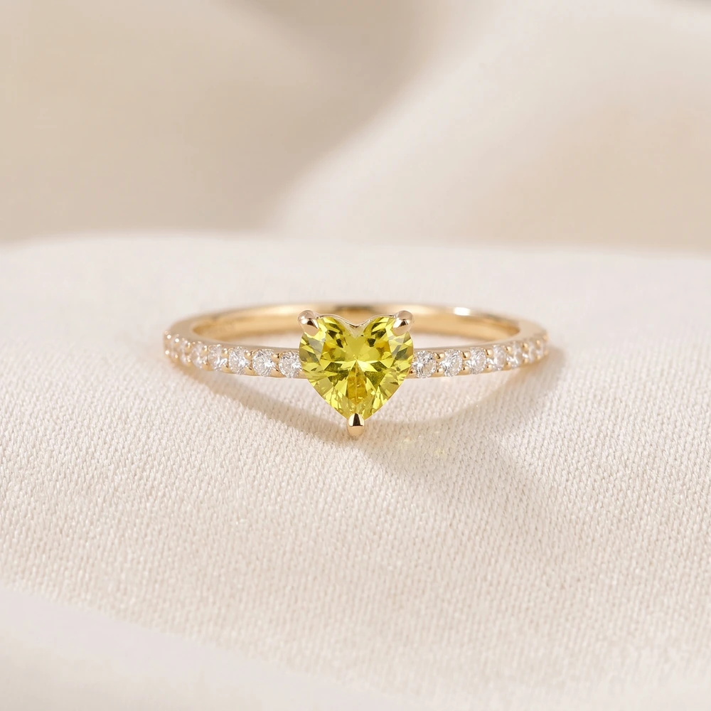 9Kt Gold Ring With Lab Grown Diamond And Yellow Sapphire