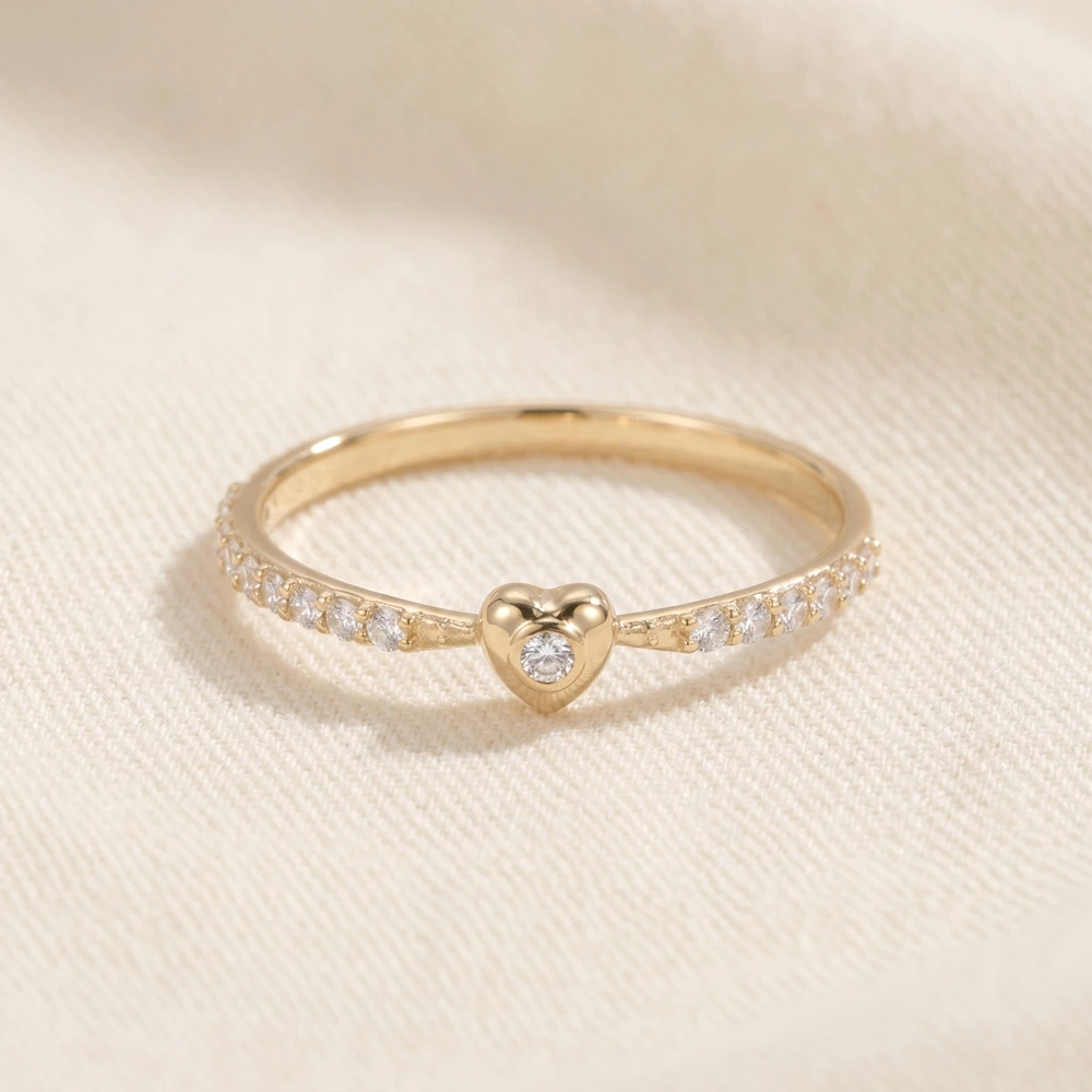 Yellow Gold Heart Ring Bulk With Lab Grown Diamond Yellow Gold Heart Ring Bulk With Lab Grown Diamond