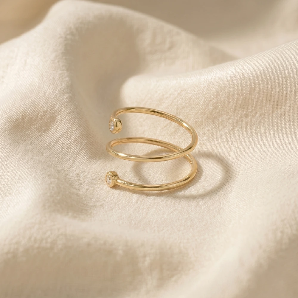 9Kt Yellow Gold Bypass Ring With Lab Grown Diamond 9Kt Yellow Gold Bypass Ring With Lab Grown Diamond