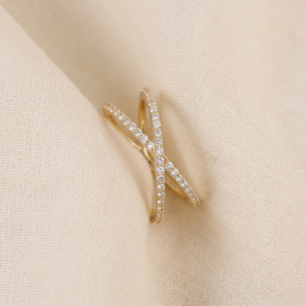 Lab Grown Diamond Yellow Gold Criss Cross Eternity Band Lab Grown Diamond Yellow Gold Criss Cross Eternity Band