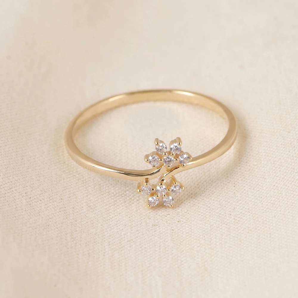 Lab Grown Diamond Yellow Gold Delicate Ring Production Lab Grown Diamond Yellow Gold Delicate Ring Production