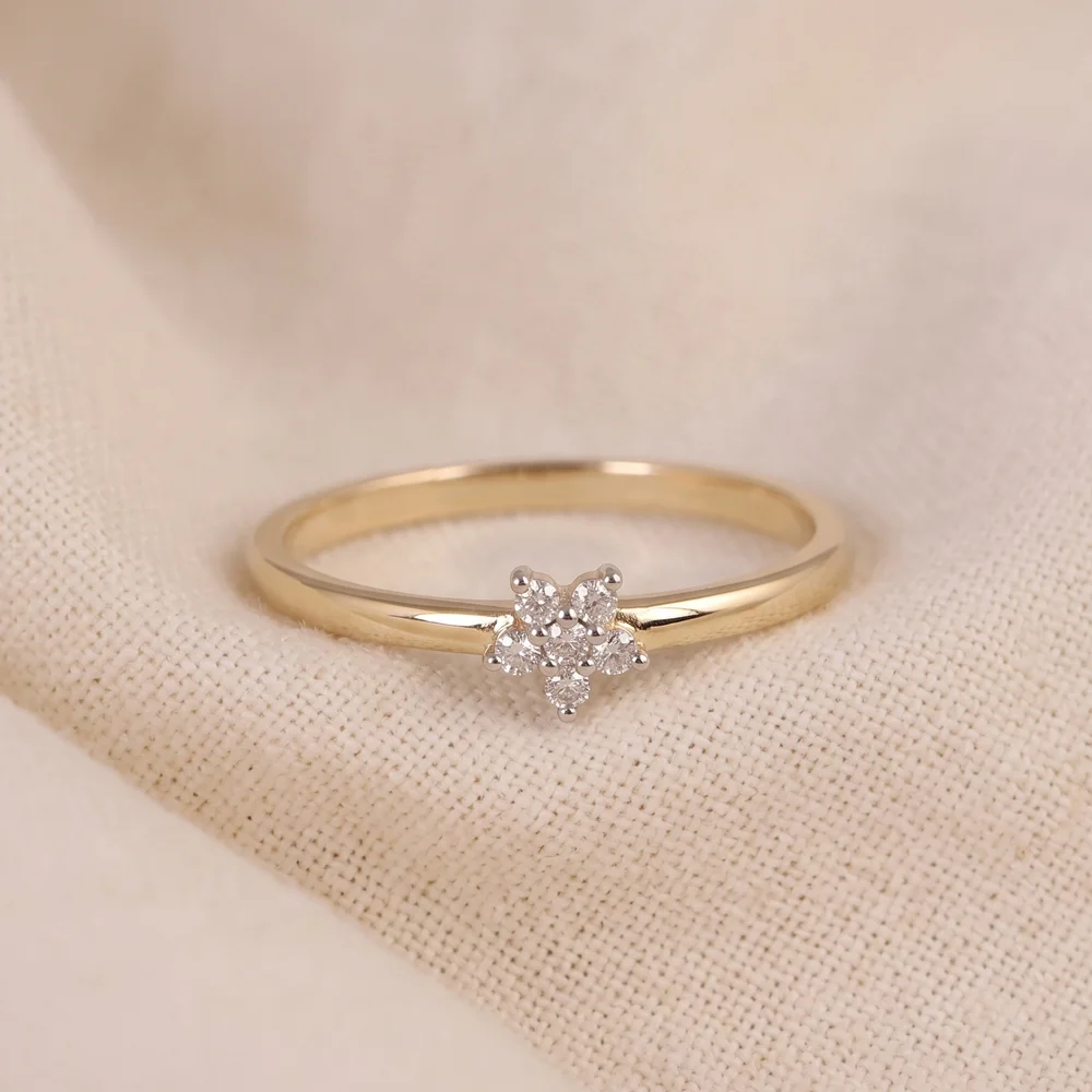 10KT Gold Floral Cluster Lab-Grown Diamond Ring Manufacturer