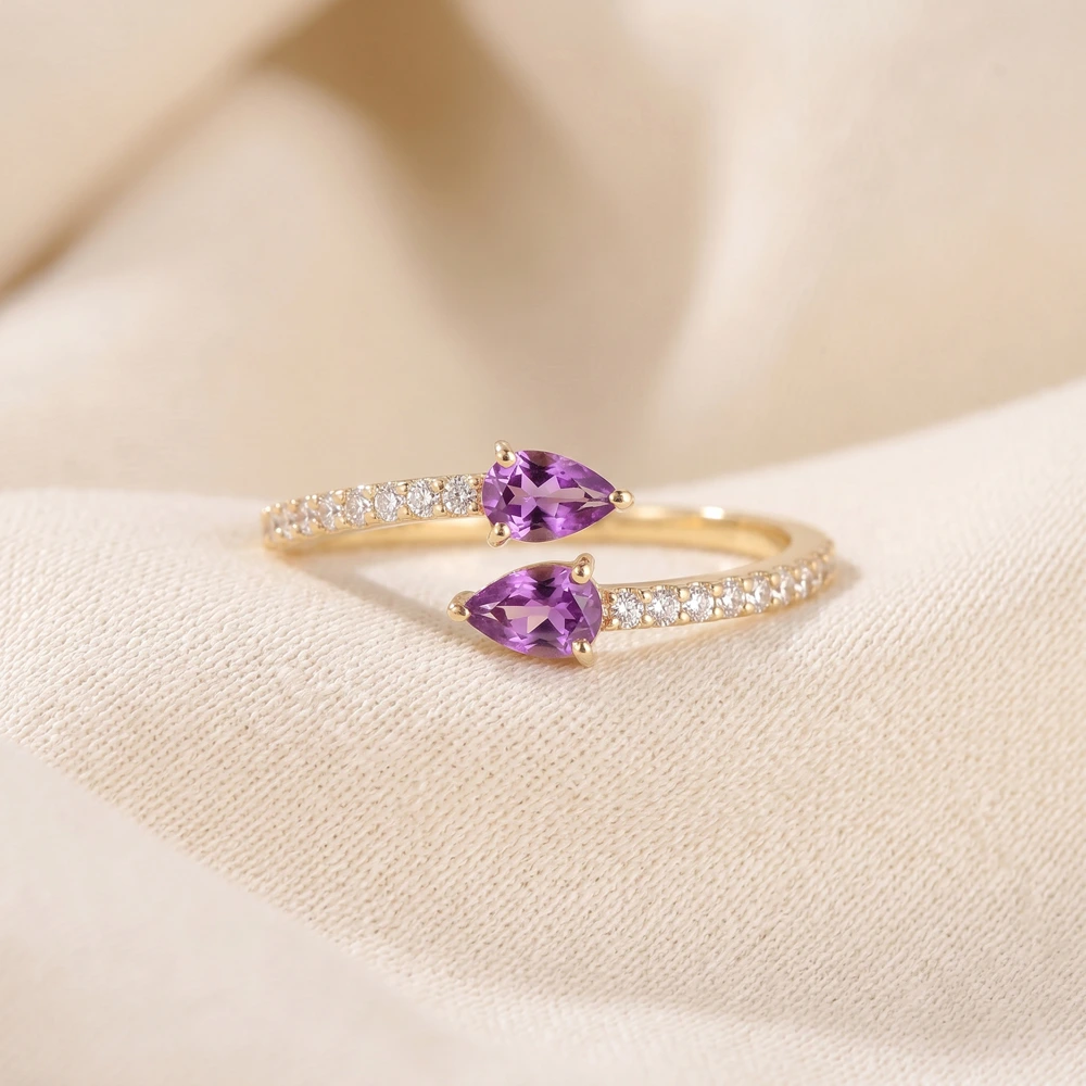 Handcrafted Gold Ring With Lab Grown Diamond, Alexandrite Handcrafted Gold Ring With Lab Grown Diamond, Alexandrite