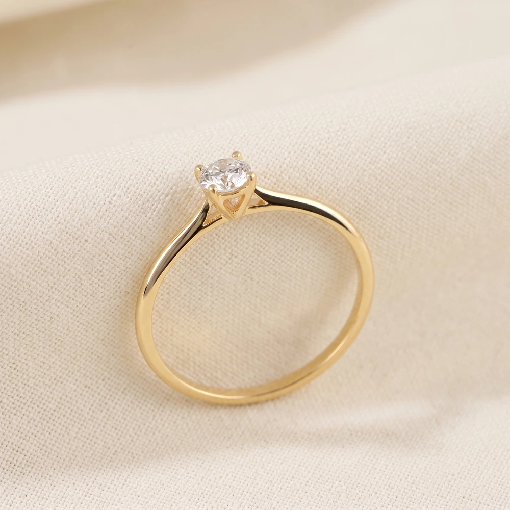 Handcrafted 9Kt Gold Solitaire Ring With Lab Grown Diamond