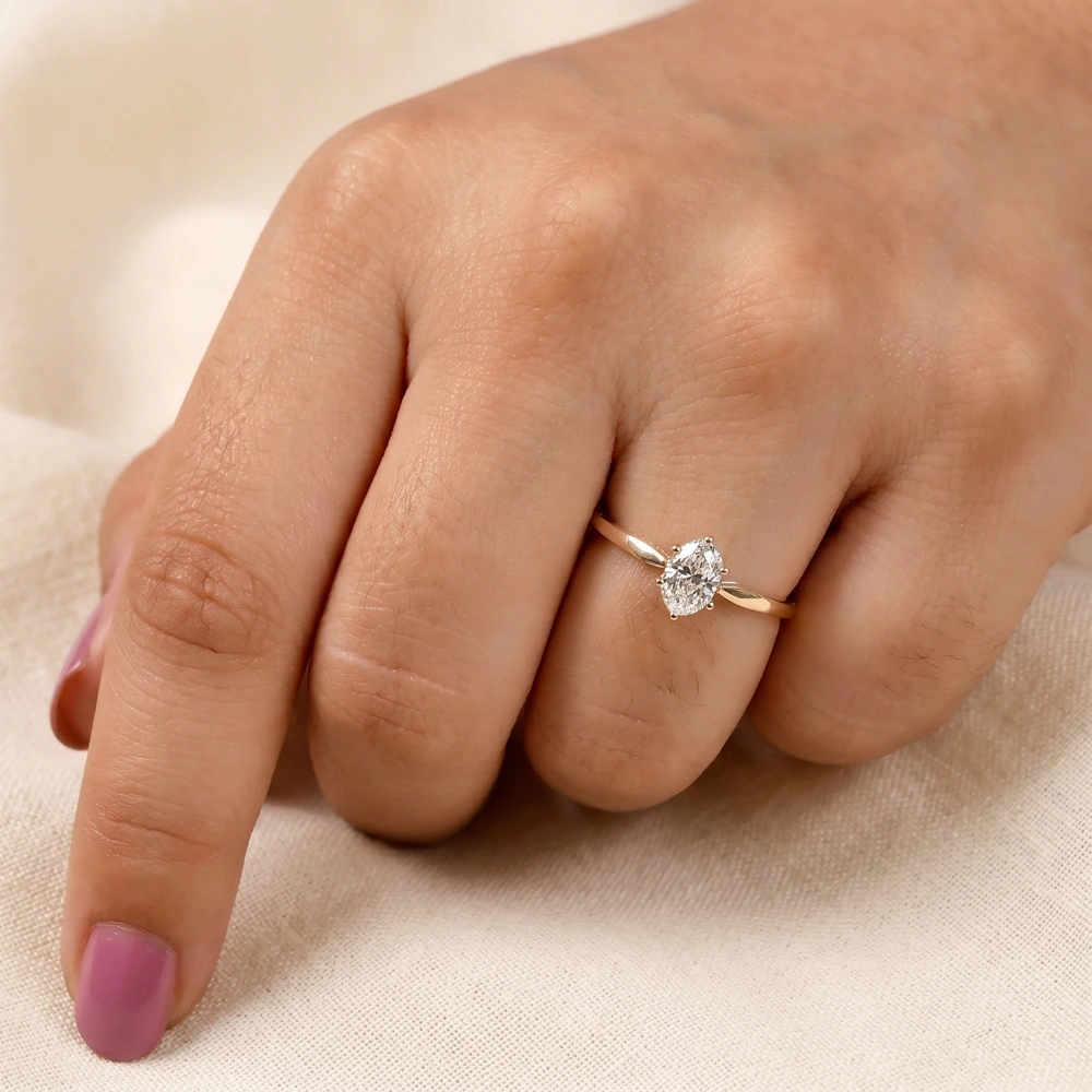 Handcrafted 9 Kt Gold Ring With Lab Grown Diamond Handcrafted 9 Kt Gold Ring With Lab Grown Diamond