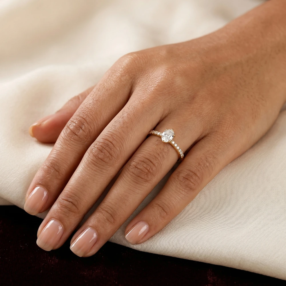 9 Karat Yellow Gold Ring With Lab Grown Diamond