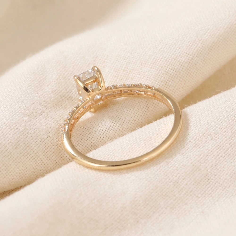 Handcrafted Solitaire Yellow Gold Ring Lab Grown Diamond Handcrafted Solitaire Yellow Gold Ring Lab Grown Diamond
