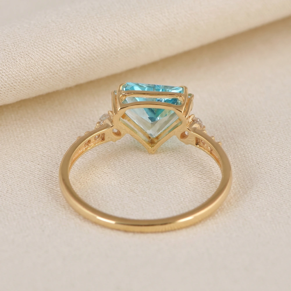 Lab Grown Diamond Paraiba Tourmaline 9 Karat Gold Ring
