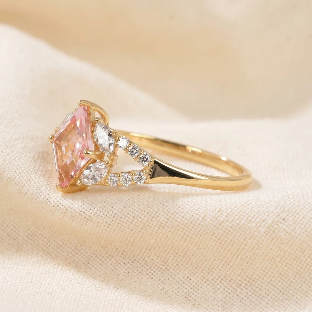Lab Grown Diamond Padparadscha Sapphire 9Kt Yellow Gold Ring Lab Grown Diamond Padparadscha Sapphire 9Kt Yellow Gold Ring