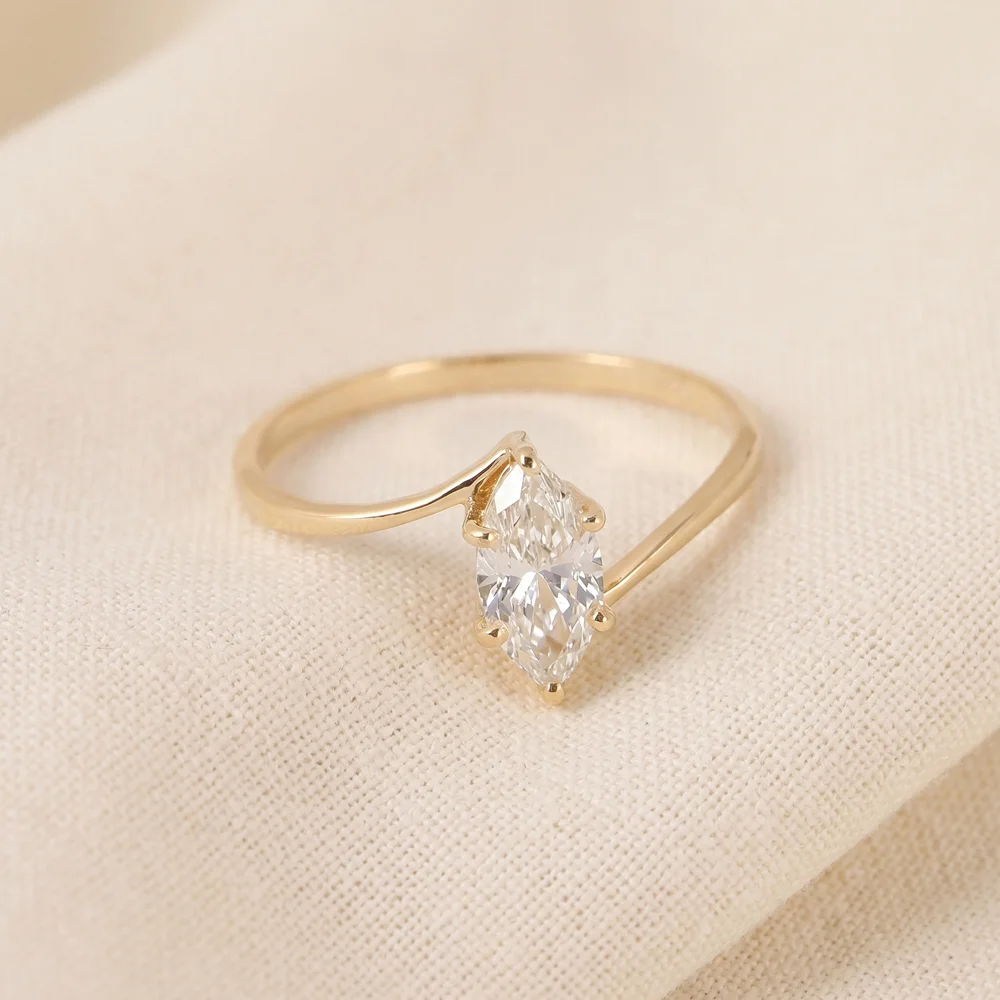 Handcrafted 10 Kt Yellow Gold Ring With Lab Grown Diamond Handcrafted 10 Kt Yellow Gold Ring With Lab Grown Diamond