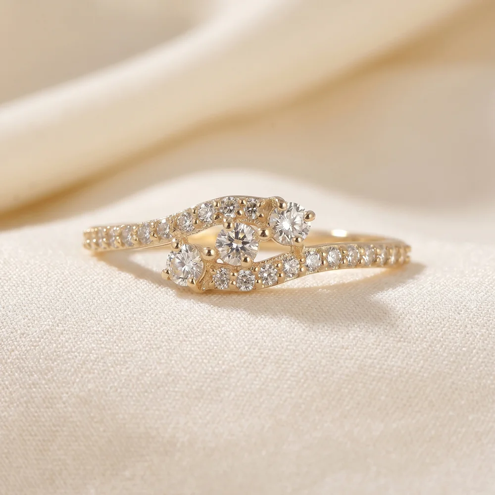 Authentic 9K Yellow Gold Ring with Lab Grown Diamond Jewelry Authentic 9K Yellow Gold Ring with Lab Grown Diamond Jewelry