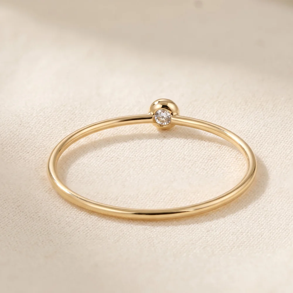 14KT Yellow Gold Lab Grown Diamond Stackable Solitaire Ring