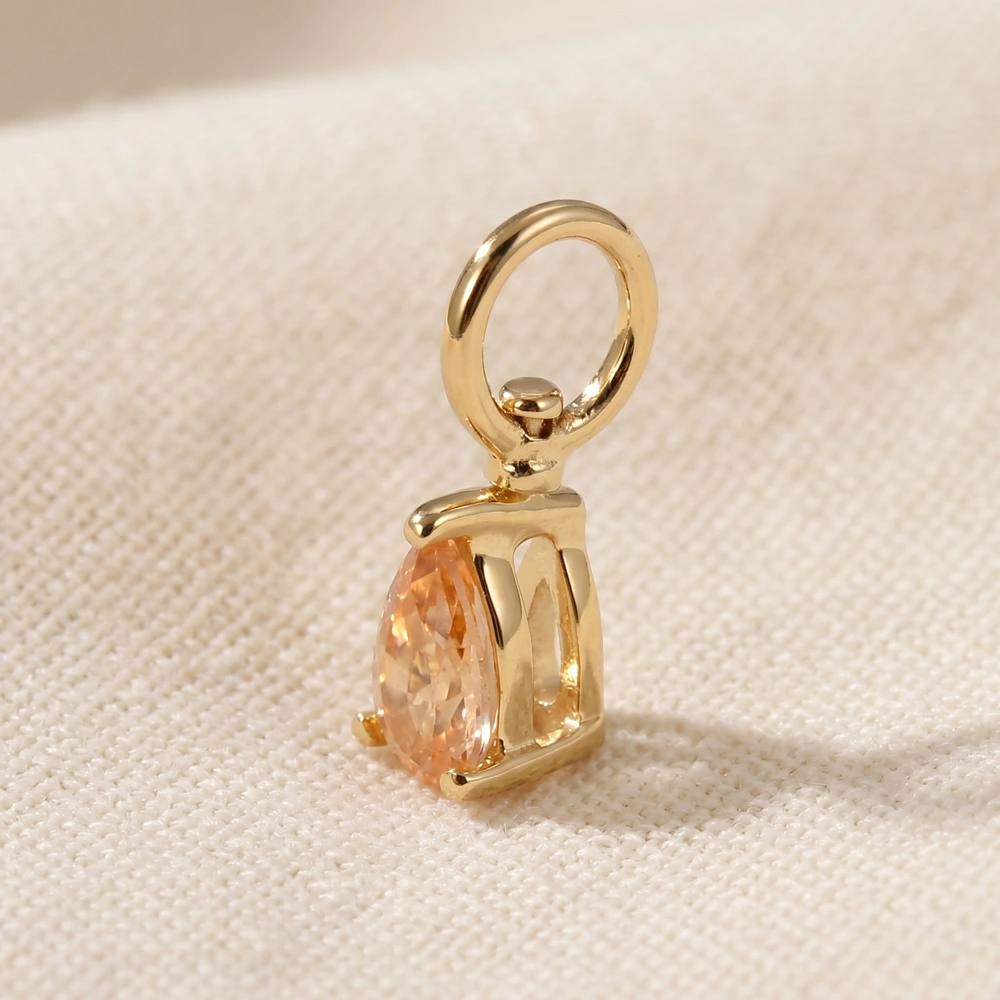 9KT Yellow Gold Pear Shape Lab Grown Morganite Drop Charm 9KT Yellow Gold Pear Shape Lab Grown Morganite Drop Charm