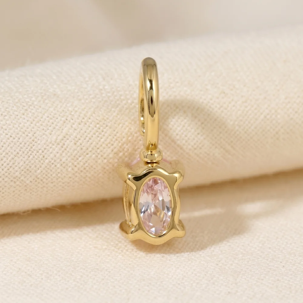 9KT Yellow Gold Oval Lab Grown Padparadscha Sapphire Charm 9KT Yellow Gold Oval Lab Grown Padparadscha Sapphire Charm