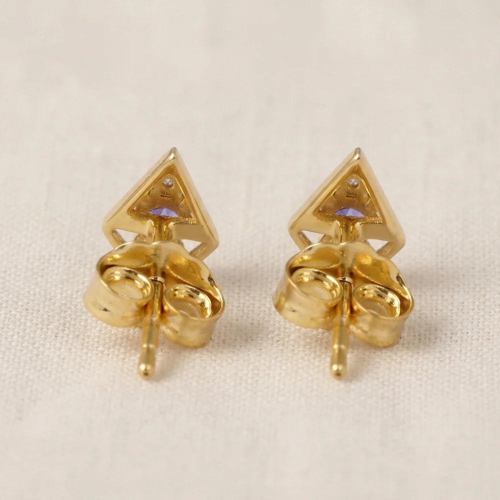Bulk Tanzanite and Lab Grown Diamond Earrings 9kt Gold Bulk Tanzanite and Lab Grown Diamond Earrings 9kt Gold