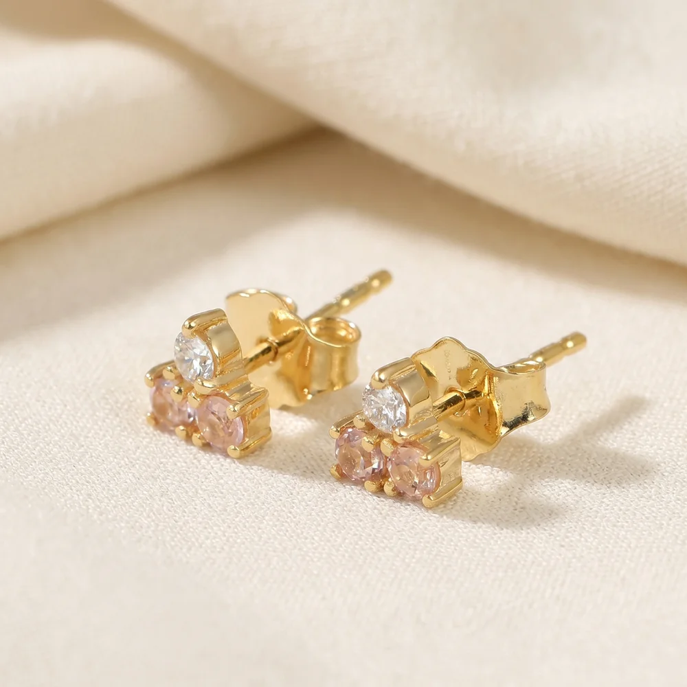Lab Grown Diamond Padparadscha Sapphire Earrings 9kt Gold Lab Grown Diamond Padparadscha Sapphire Earrings 9kt Gold