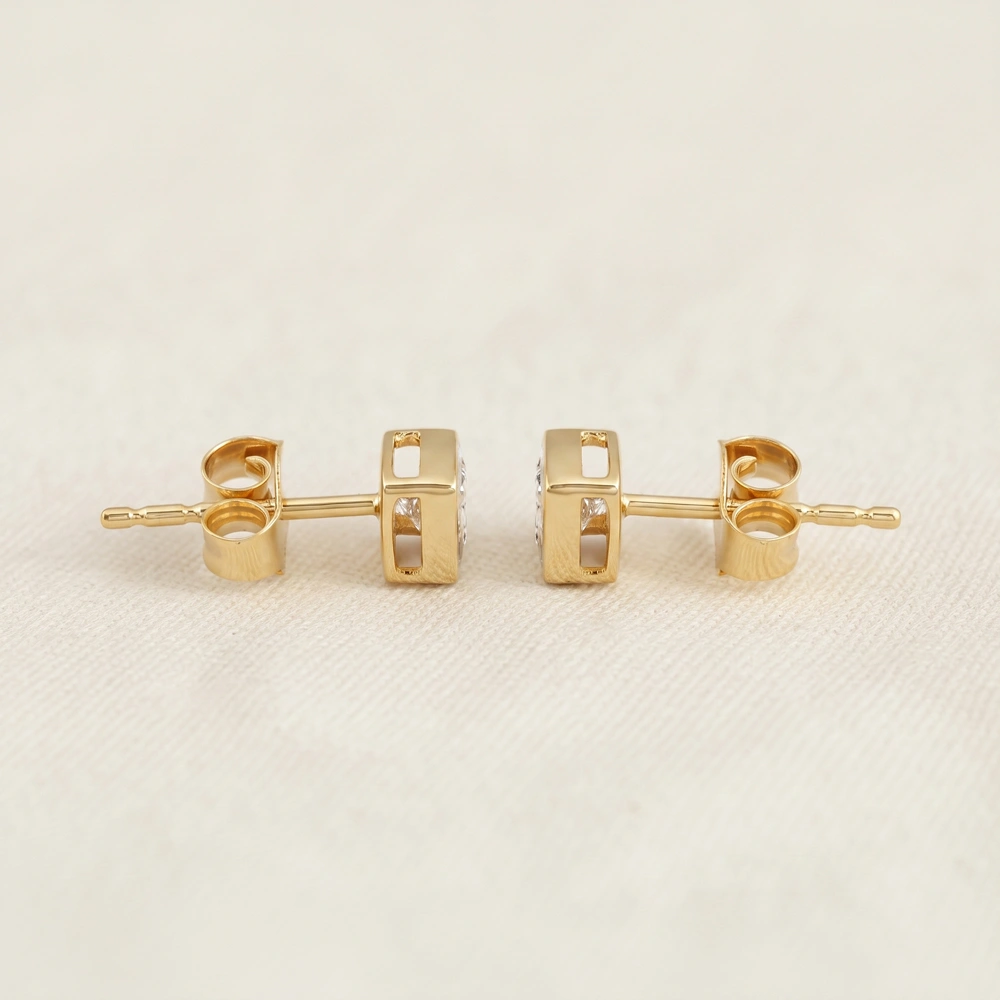 9Kt Yellow Gold Studs with Certified Lab Grown Diamond 9Kt Yellow Gold Studs with Certified Lab Grown Diamond