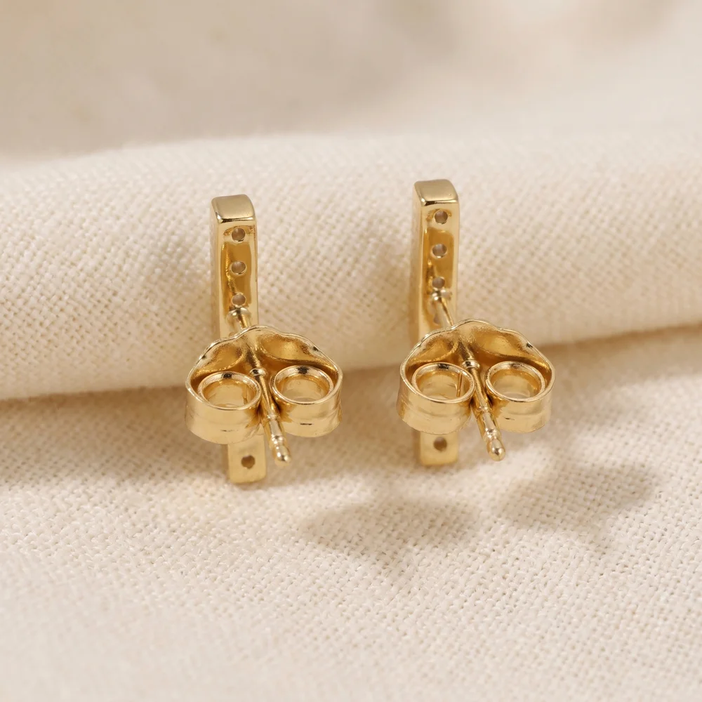 Lab Grown Diamond and Paraiba Tourmaline Yellow Gold Earrings