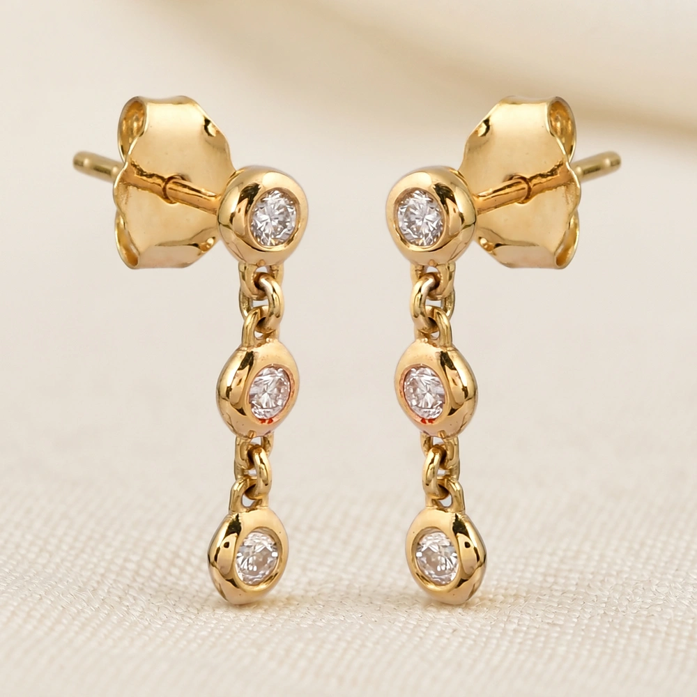 Bulk 9Kt Yellow Gold Earrings with Certified Diamond