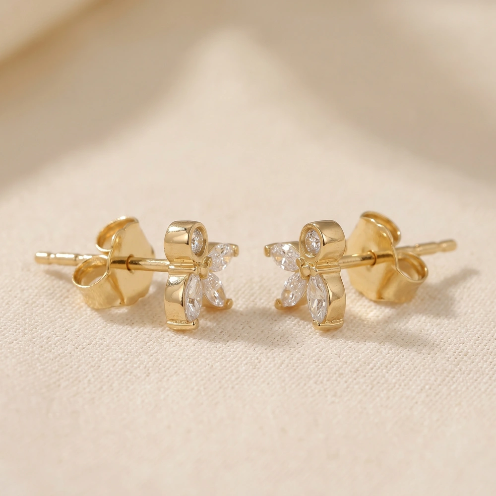 9kt Solid Yellow Gold Earrings with Lab Grown Diamond