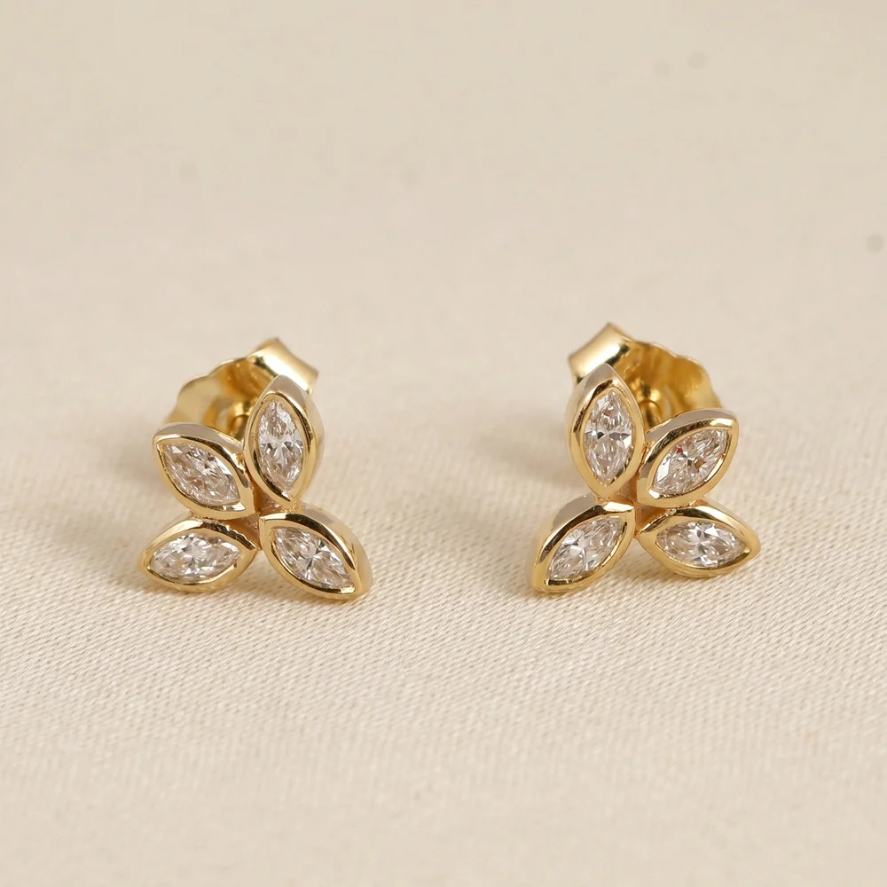 Lab Grown Diamond 9Kt Solid Yellow Gold Earrings Maker Lab Grown Diamond 9Kt Solid Yellow Gold Earrings Maker
