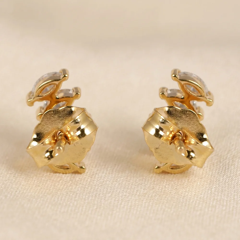 9 Kt Solid Yellow Gold Earrings with Lab Grown Diamond Bulk