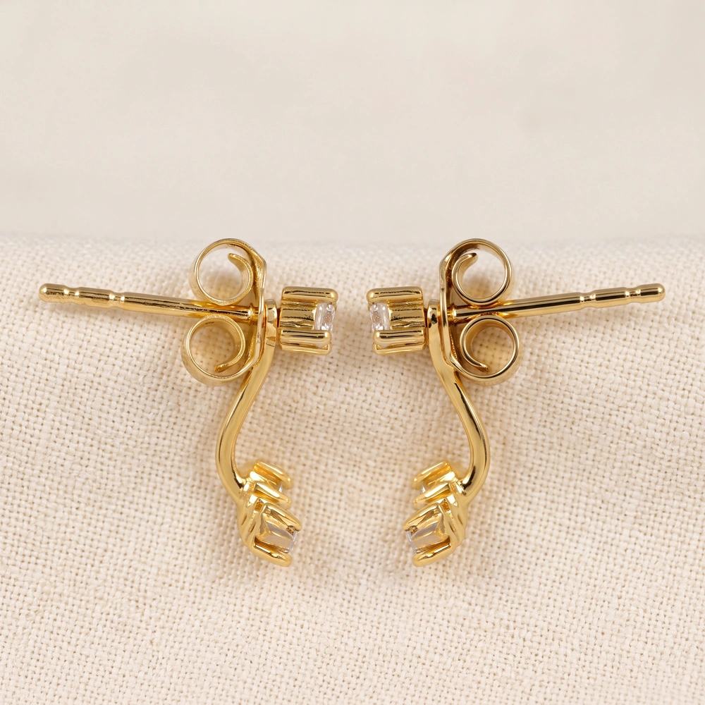 9Kt Yellow Gold Ear Jacket Earrings with Lab Grown Diamond 9Kt Yellow Gold Ear Jacket Earrings with Lab Grown Diamond