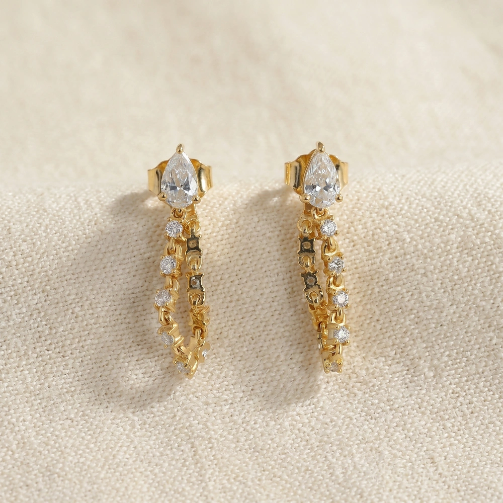 9Kt Yellow Gold Drop Earrings with Lab Grown Diamond 9Kt Yellow Gold Drop Earrings with Lab Grown Diamond